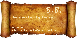 Berkovits Boglárka névjegykártya