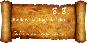 Berkovits Boglárka névjegykártya
